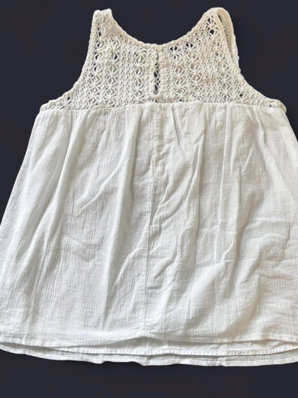 Abercrombie & Fitch White Crochet Yoke Sleeveless Tank Top